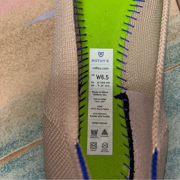 Rothy's The Flat Ecru Knit Fabric Slip On Everyday Ballet Flats Women’s US 6.5 - Picture 9 of 10